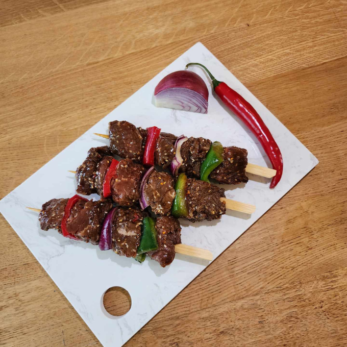 Shanghai Beef Kebabs per KG